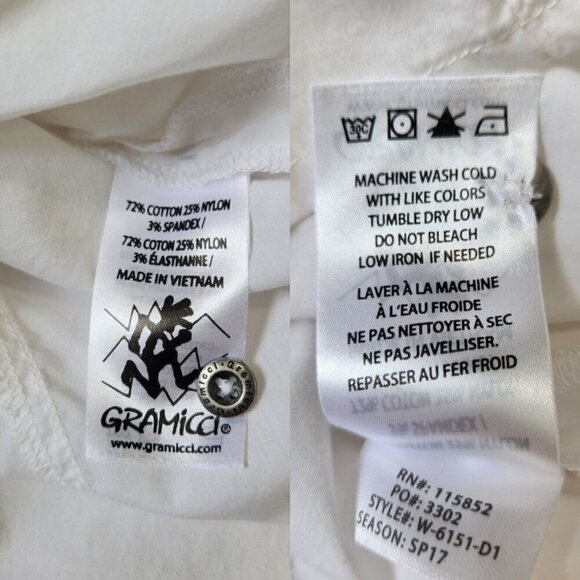 Gramicci Button Up Shirt Womens XS White Roll Tab Sleeves Ruched Sides Outdoor - Picture 11 of 11